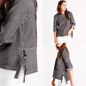 MADEWELL Contrast Stripe Side Tie Knit Sweater